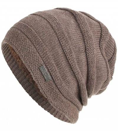 Skullies & Beanies Unisex Knit Cap Hedging Head Hat Beanie Cap Warm Outdoor Fashion Hat - Khaki - CI18LY47IS4 $11.01