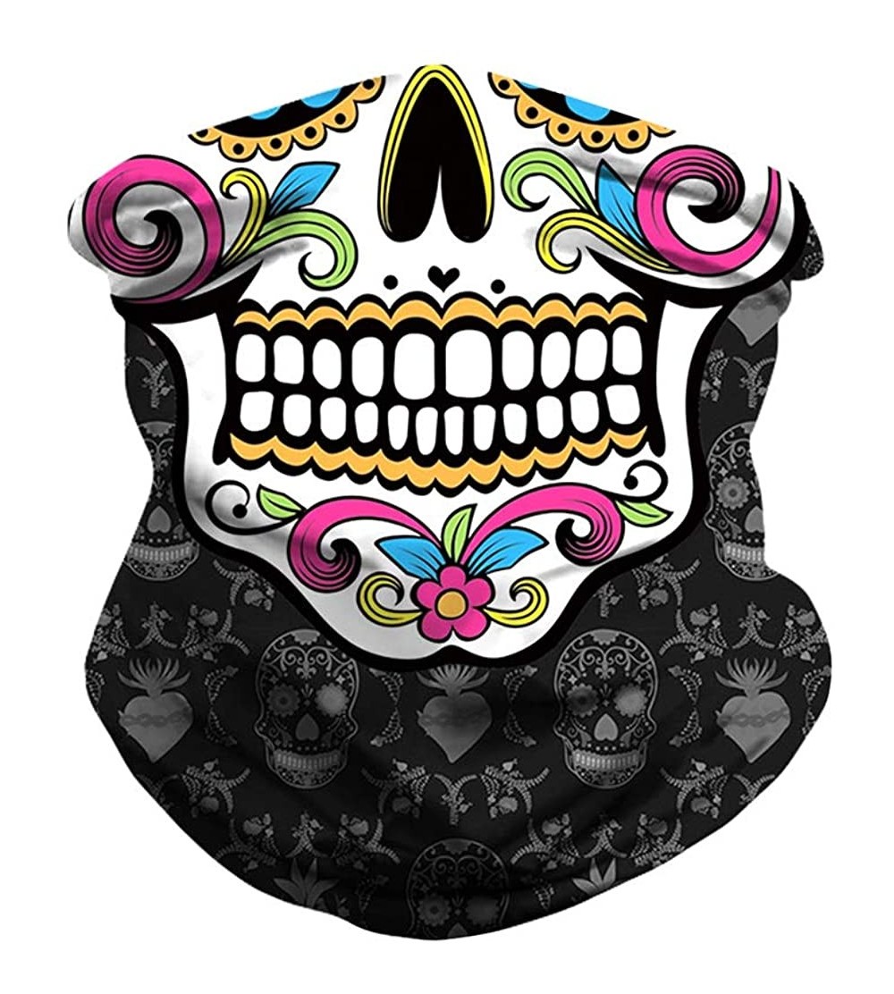 Balaclavas Skull Print Headband Bandana Head Wrap Scarf Neck Warmer Headwear Balaclava for Cycling Motorcycle - Floral Skull ...