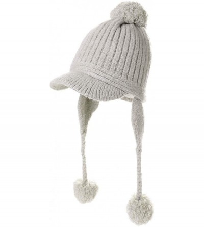 Bomber Hats Ladies Earflap Trapper Hat Faux Fur Hunting Hat Fleece Lined Thick Knitted - 99626_grey - CH18LCY9WI4 $41.98