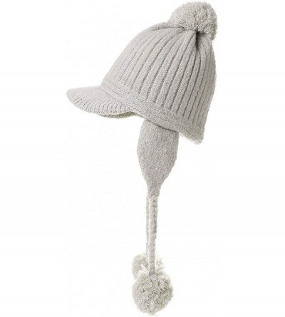 Bomber Hats Ladies Earflap Trapper Hat Faux Fur Hunting Hat Fleece Lined Thick Knitted - 99626_grey - CH18LCY9WI4 $23.26