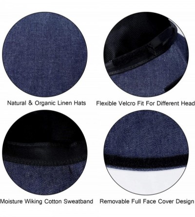 Sun Hats Waterproof Bucket Hats for Men Plain Color Outdoor Fisherman Sun Caps - Z-face Cover-navy - CO197NORUCI $19.20