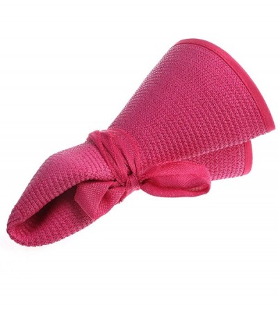 Sun Hats Women Big Bowknot Straw Hat Floppy Foldable Roll Up Beach Cap Sun Hat - Rose Pink - C018D2X9AQU $15.89