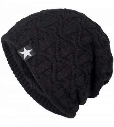 Skullies & Beanies Beanie Hat for Men Women Winter Warm Knit Slouchy Thick Skull Cap Casual Down Headgear Earmuffs Hat - C618...