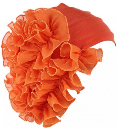 Skullies & Beanies Women Flower Cancer Chemo Hat Beanie Scarf Turban Head Wrap Cap Headband - Orange - CL187WITCHN $16.42