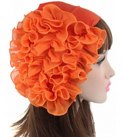 Skullies & Beanies Women Flower Cancer Chemo Hat Beanie Scarf Turban Head Wrap Cap Headband - Orange - CL187WITCHN $8.32
