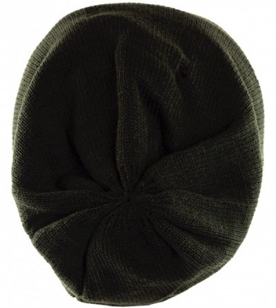 Skullies & Beanies Fashionable Double Layered Vintage Ripped Acrylic Slouch Beanie - Olive/Burgundy - CU11OHYCMSF $14.01