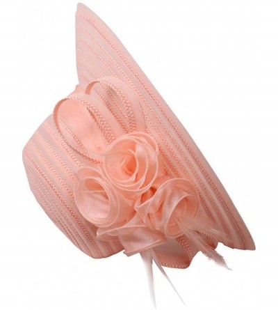 Sun Hats Ladies Elegant Flower Straw Sun Hat - Peach Beige - CF18OYR2O46 $14.44