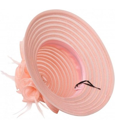 Sun Hats Ladies Elegant Flower Straw Sun Hat - Peach Beige - CF18OYR2O46 $14.44