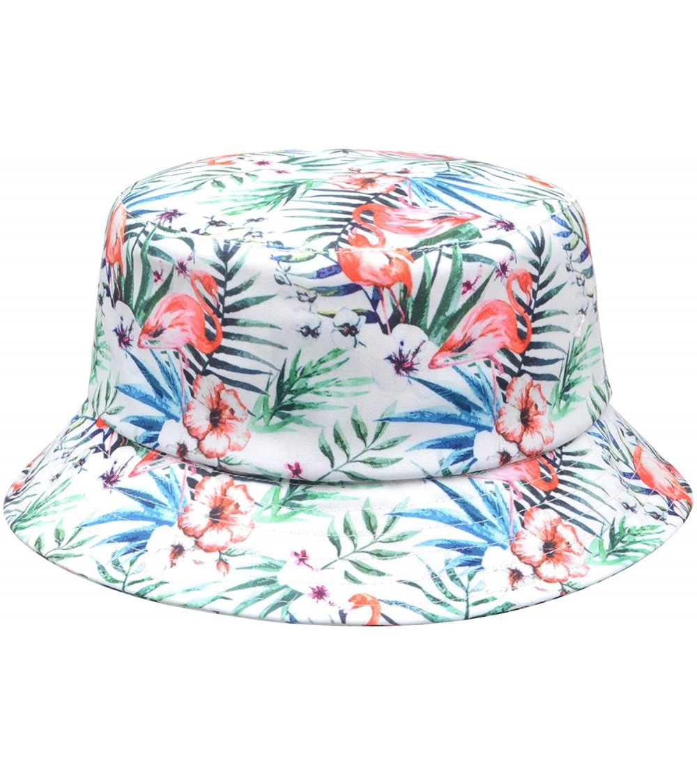 Bucket Hats Mens Womens Trends Fashion Bucket Hat - Flamingo Hawaii Flower - C819880DAYX $11.98