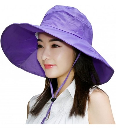 Sun Hats Summer Beach Hat Wide Brim for Women Foldable UPF 50+ - Purple - C017WZKMH4I $11.21