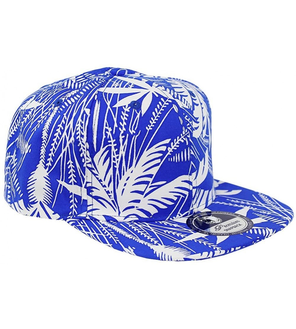 Baseball Caps Tropical Hawaiian Palm Print Cap Snapback Flat Bill Adjustable - Palm Print Blue - CG129UZDWQ1 $16.55