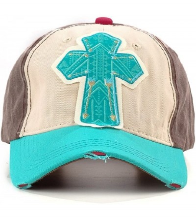 Baseball Caps Adjustable Womens Girls Cross Hat Cap Khaki Brown - Turquoise Blue Arrow - CN186G027EA $17.51