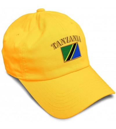 Baseball Caps Soft Baseball Cap Tanzania Flag Embroidery Twill Cotton Dad Hats for Men & Women - Golden Yellow - CJ18YMDG569 ...