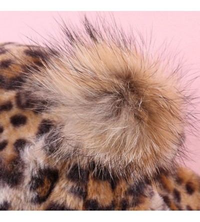 Berets Fashion Teen Girl Womens Berets Hat Winter Warm Leopard Cap Hairball Velvet Pumpkin Hat - Coffee - C418M4D4ZUD $8.48