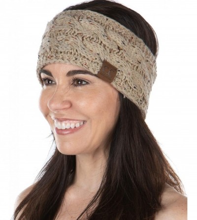 Cold Weather Headbands Exclusives Womens Head Wrap Lined Headband Stretch Knit Ear Warmer - Latte - Confetti - CS18Y5KGQG3 $1...