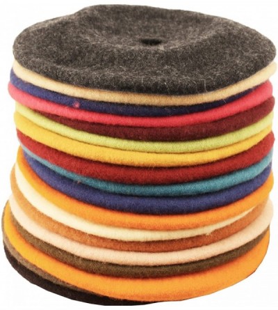 Berets Winter 100% Wool Warm French Art Basque Beret Tam Beanie Hat Cap - Hot Pink - CB12MZE2I1F $13.14