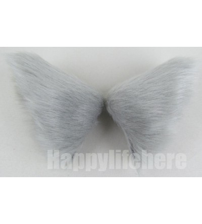 Headbands Long Fur Cat Ears and Cat Tail Set Halloween Party Kitty Cosplay Costume Kits (Silver Gray) - Silver Gray - C512GZV...