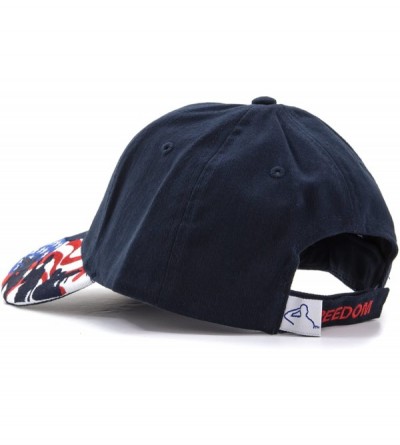 Baseball Caps Embroidered Marines Hat with USA Flag and Military Soldiers Silhouettes Adjustable Baseball Cap - Navy Blue - C...
