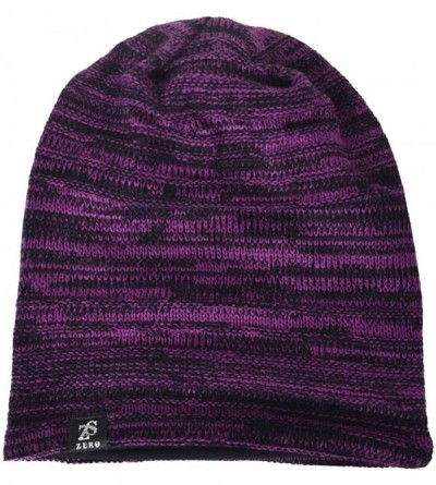 Skullies & Beanies Men Oversize Skull Slouch Beanie Large Skullcap Knit Hat - Purple - C6183YXAR6X $15.32