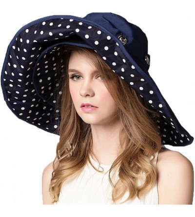 Bucket Hats Womens Summer Wide Brim Sun Hats Floppy Foldable Beach Bucket Hat UPF 50+ - Navy Blue - CE12IYF85ER $34.20