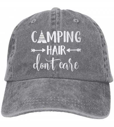 Baseball Caps Unisex Camping Hair Don't Care Vintage Adjustable Baseball Cap Denim Dad Hat - Ash - CR18GE07YL9 $12.18