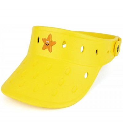 Visors Durable Adjustable Floatable Summer Visor Hat with Starfish Snap Charm - Yellow - C417YY6O8O5 $20.84