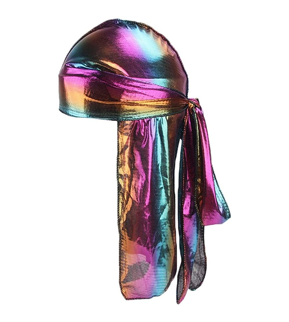 Skullies & Beanies Unisex Men Women's Fashion Velvet Bandana Hat Durag Rag Tail Headwrap Headwear - Purple 2 - CL18T9ZAZUL $7.22