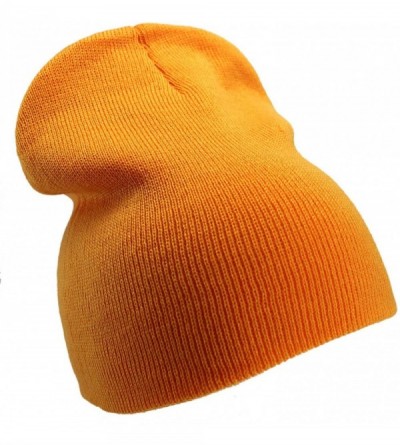 Skullies & Beanies Solid Color Short Winter Beanie Hat Knit Cap 12 Pack - Neon Orange - CO18H6O9OEC $23.92