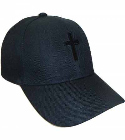 Baseball Caps Christian Cross Religious Theme Baseball Cap (One Size- Black/Black) - CQ12FZ2UD6F $15.40