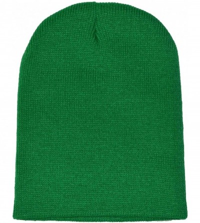 Skullies & Beanies Green Plain Short Beanie Skull Cap Ski Skate Hat 8"long - CP11HJ6HX19 $7.69