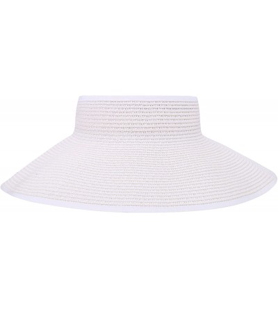 Sun Hats Womens UV Protective Floppy Sun Hat Wide Brim Beach Packable Straw Visor - White - C11803W6ZSQ $11.59