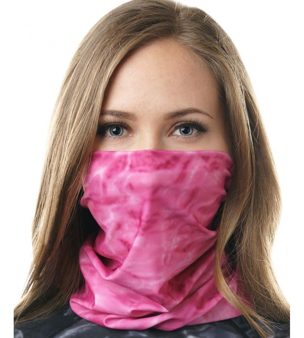 Headbands Face Mask for Women - UPF 50+ Motorcycle Ski Cover Balaclava Gaiter - Pink Water - CQ12GMBIVEJ $33.43