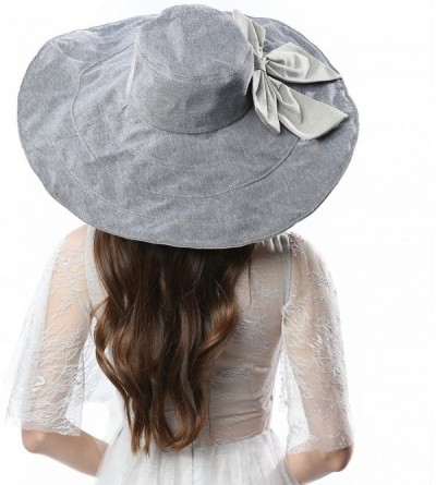 Sun Hats Women's UV Protection 7' Wide Brim 100% Cotton Vacation Beach Sun Hat - Gray - C718E4X8YQT $26.56