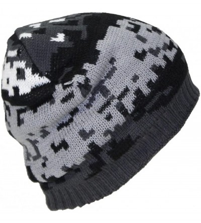 Skullies & Beanies Best Winter Hats Cuffless Camouflage Beanie W/Lining (One Size) - Gray Digital - CS188C74US6 $18.75