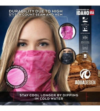 Headbands Face Mask for Women - UPF 50+ Motorcycle Ski Cover Balaclava Gaiter - Pink Water - CQ12GMBIVEJ $33.43