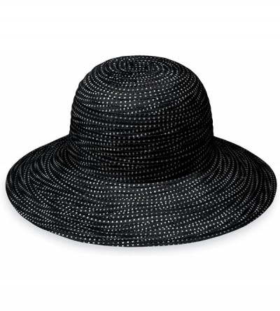 Sun Hats Women's Petite Scrunchie Sun Hat - UPF 50+- Packable for Every Day- Designed in Australia. - Black/White Dots - CN12...