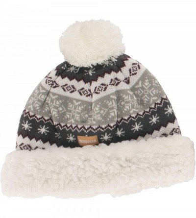 Skullies & Beanies Women's Classic Winter Fleeced Thermal Pom Pom Beanie Hat and Mittens Set - White Snowflake - CX18H4IQKSM ...