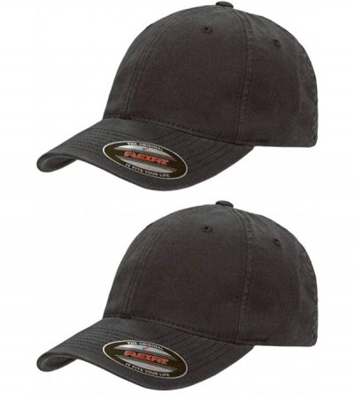 Baseball Caps Flexfit Garment Washed Cotton Dad Hat - Low Profile- Stretch Flex Fit Ballcap w/Hat Liner - 2-pack Black - CJ18...