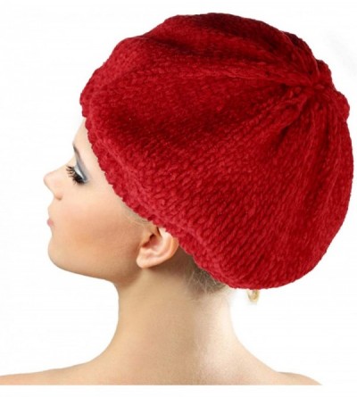 Berets Women Beret Hat-Fashion Pure Color Autumn Winter Warm French Beanie hat Cozy Cap - Red - CV18X08ZGAL $17.57