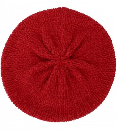 Berets Women Beret Hat-Fashion Pure Color Autumn Winter Warm French Beanie hat Cozy Cap - Red - CV18X08ZGAL $7.07