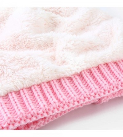 Skullies & Beanies Women's Knitted Messy Bun Hat Ponytail Beanie Baggy Chunky Stretch Slouchy Winter - Baby Pink - CV18YMEWAH...