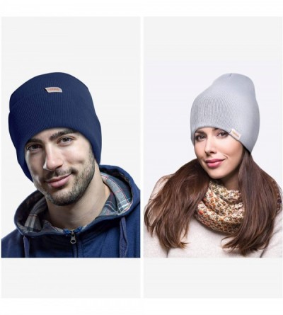 Skullies & Beanies Beanie for Men and Women Thermal Acrylic Knit Winter Hats Warm Mens Gifts - Navy - CW18WL8HDTN $11.62
