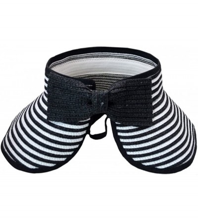 Sun Hats Women & Girls Foldable Roll Up Wide Brim Visor Hat Sports Beach Straw Hat Stripe Sun Cap - Girl Black - CQ18EX3UCUA ...