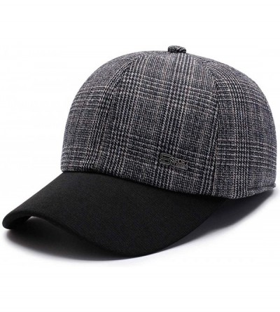 Baseball Caps Men's Warm Woolen Baseball Caps Hat with Fold Earmuffs Warmer - Grey - CQ193LGRNQH $26.72