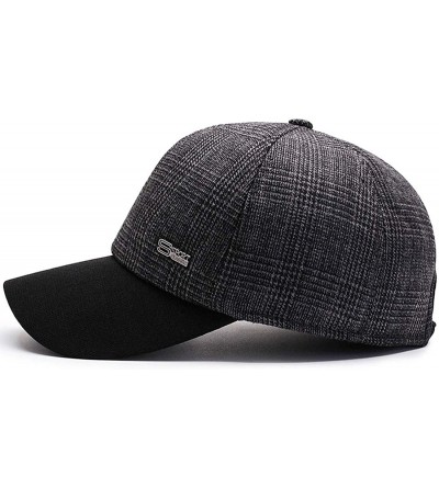 Baseball Caps Men's Warm Woolen Baseball Caps Hat with Fold Earmuffs Warmer - Grey - CQ193LGRNQH $17.10