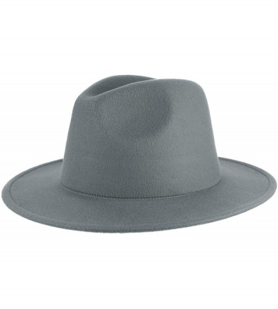 Fedoras Men's Warm Wool Blend Dent Trilby Flat Brim Fedora Hat Panama Wool Gentleman Hat - Gray - C2186RGYC4S $7.38