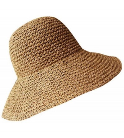 Sun Hats Women Big Brim Sun Hat Foldable Straw Hat Summer Beach Hat Fisherman Hat Sun Hats - Khaki - CW18RIC58QZ $36.66