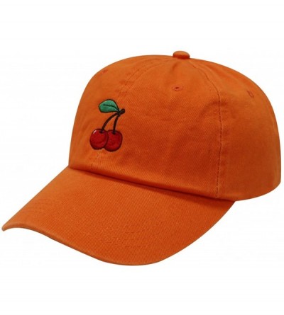 Baseball Caps Cherry Cotton Baseball Cap - Orange - CX12MRRRZWL $24.08