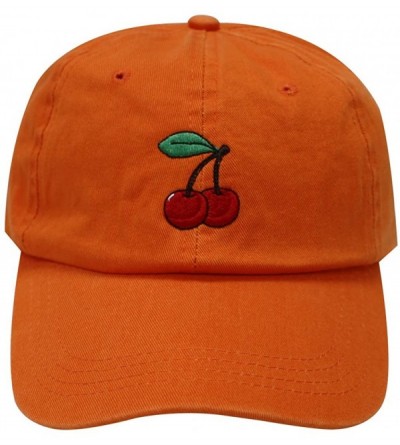 Baseball Caps Cherry Cotton Baseball Cap - Orange - CX12MRRRZWL $12.52
