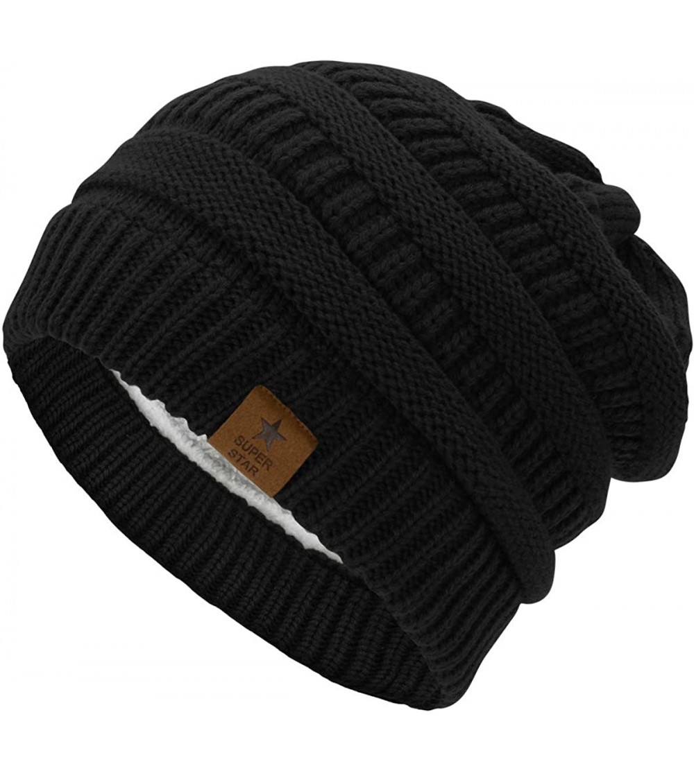 Skullies & Beanies Womens Knit Beanie Winter Thick Solid Fleece Lined Beanie Hats for Women Men Unisex Warm Skiing Beanies - ...